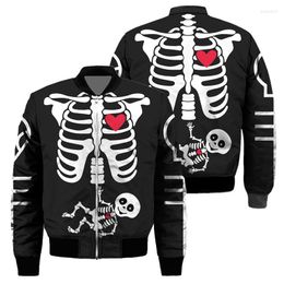 Herrenjacken Herren Herbst Winterjacke Stilvolle Mode Hip Hop Hochwertiger Skeleton Skull Print Kapital Reißverschlussmantel Halloween Sport