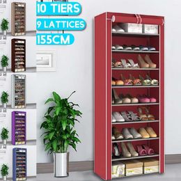 Clothing Storage 10 Tier 9 Grid Simple Shoe Cabinet DIY Assembled Non-Woven Space-saving Organizer Shelf Home Dorm Closet Dustproof