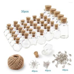 Jewellery Pouches 1Set Cork Stopper Small Empty Glass Wishing Bottle Jars Weddings Party Decorative Mini Containers With Clasps Eye Pin