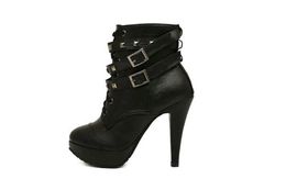 occident water proof high heel short boots rivet boots Martin