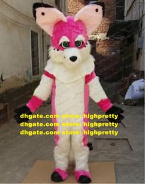 Pink Furry Husky Dog Fox Wolf Mascot Costume Fursuit Adult Cartoon Character Expo Fair Motexha Spoga BRAND IDENEITY zz7759