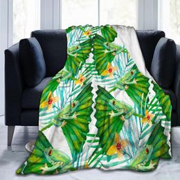 Blankets Flannel Blanket Watercolor Summer Flowers Frogs Light Thin Mechanical Wash Warm Soft Throw On Sofa Bed Travel Patchwork