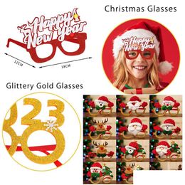 Party Favor Christmas Glasses Frames Decoration Decorations P O Props Snowman Elk Party Gifts Funny Time For Kids Adts Drop Delivery Dhjlw