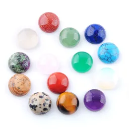 WOJIAER 12x5mm Cabochon Beads Natural GemStone Round Healing Bead Fit for Women Men DIY Handmade Jewellery Accessories BU814