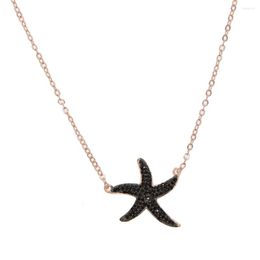 Chains Est 41 5cm Chain Rose Gold Black Starfish Pendant Necklace With Free Beach Themed Summer Jewelry