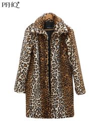 Men's Fur Faux Fur PFHQ 2022 Mens Leopard Print Faux Fur Long Coat Fashion Casual Vintage Big Size Loose Warm Elegant Trendy Winter New Windbreaker T221102