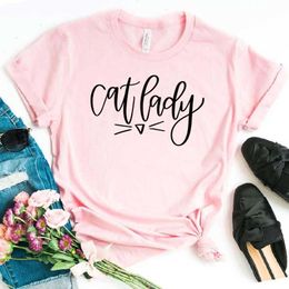 Cat Lady Print Women Casual Funny T Shirt For Girl Top Tee Hipster Drop Ship Na-319