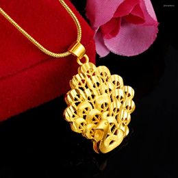 Pendant Necklaces Peacock Chain Yellow Gold Filled Classic Womens Girls Charm Necklace Gift