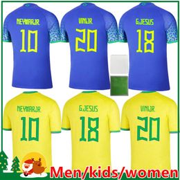 CUSTOM 2022 2023 BrazilS soccer jersey MARCELO PELE PAQUETA NERES COUTINHO FIRMINO JESUS VINI JR 22 23 BrasilS football shirt kids kit Men w