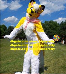 Long Fur Furry Fox Mascot Costume Wolf Husky Dog Fursuit Adult Cartoon Ribbon Cutting Cere Annual Celebration zz7671