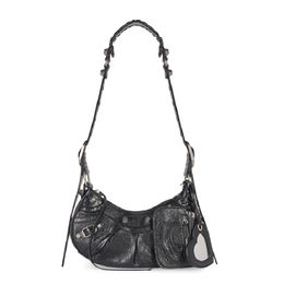 Explosion Women's Shoulder Bags lambskin black designer bag Le Cagole XS aged silver handbag Zip pouch canvas Italy wallet crescent half moon Clutch