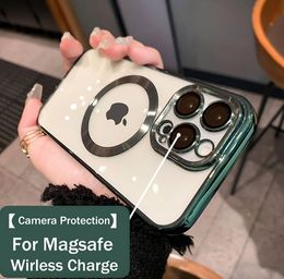 ￉tudes MAGSAFE pour iPhone 14 13 12 11 Pro Max Placing Slim Skin Skin Stocking Protective Cover avec protection contre l'objectif de l'appareil photo