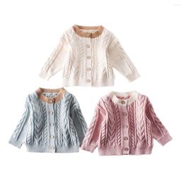 Jackets Autumn Winter Toddlers Knitted Outwear Little Boys Girls Sweet Style Solid Color Long Sleeve Single-breasted Cardigan Casual Top
