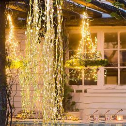 Strings 30Strand 2M 600 LED Waterfall Lights Copper Wire Fairy Light String Christmas Garland For Tree Holiday Wedding Party Decor