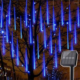 Strings Solar Meteor Shower Rain Light 30/50CM Outdoor Falling Snow Christmas String Garden Tree Holiday Party Decor Garland