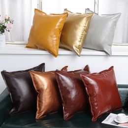 Pillow 45x45cm Imitation PU Leather Cover Throw Pillows Case Sofa Living Room Car Home Decor Pillowcase