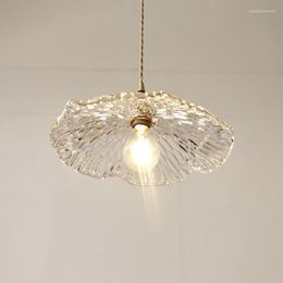 Pendant Lamps Simple Brass Glass Light Creative Nordic Restaurant Bedroom Lighting Balcony Living Room Lotus Leaf Lamp