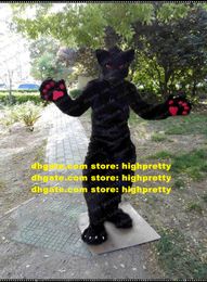 Long Fur Halloween Black Wolf Mascot Costume Red Eye Werewolf Adult Cartoon Character Holiday Party Live-dressed zz7893