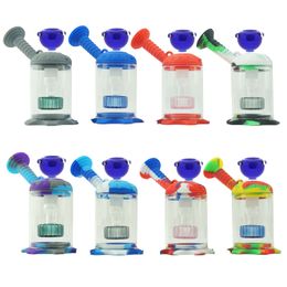 Silicone Bubbler Oil Burner Water Pipes Glass Shower Head Filtration Chamber Hookah Bongs Bubblers Recycle with 14mm Burners Quartz Banger Bowls