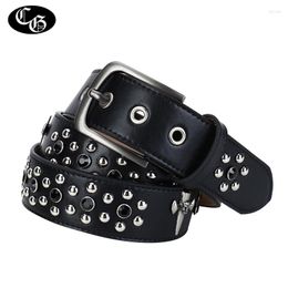 Belts Punk Western Rhinestone Belt Fashion Luxury Strap Diamond Crystal Studded Cowgirl Cowboy Genuine Leather Cowskin