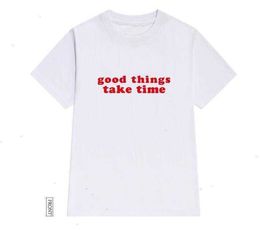 Good Things Tops Take Time Print Women Casual Funny T Shirt For Lady Girl Top Tee