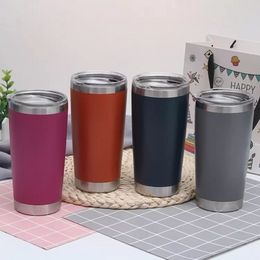 2022 Home mugs 20oz Colourful Coffee Cups Stainless Steel Car cup Large Capacity Double Layer Sports Mugs Travel Mug With lid wly935