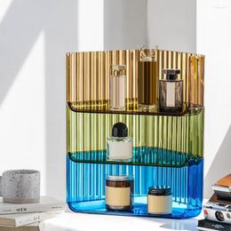 Storage Boxes Makeup Organizer Firm Space-saving Transparent Circular Bead Design Cosmetic For Living Room