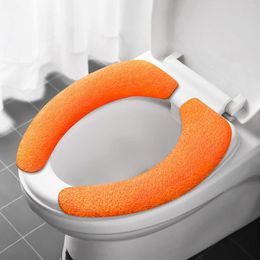 Toilet Seat Covers Thicker Bathroom Cover Pads Soft Warmer Cushion Stretchable Washable Fibre Cloth Easy 5Q