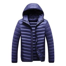 Men's Down Lightweight Down Jacket Hood Fashionable Stand-up Collar Coat Men Winter Warm Parkas