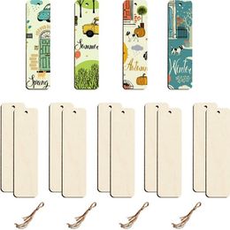 Blank Rectangle Wooden Bookmark Tags Unfinished Nature Wood Slice DIY Crafts Bookmark Garment Clothing Tag Gift Bags Hanging Label Decor SN5018