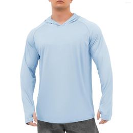 Men's Hoodies Mens Solid Colour Casual Hoodie T-shirts Long Sleeve Hooded Sweatshirt Summer Outdoor Sports T-shirt Hiking Shirts Sun
