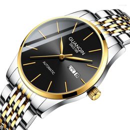 Wristwatches Automatic Watch Man GUANQIN GJ16142 Mechanical Date Week 2022 Waterproof Luxury Wristwatch Mens With Fixing Tool