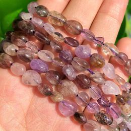 Beads Natural Irregular Purple Ghost Quartz 6-8mm Smooth Loose Stone Spacer For Jewellery Making DIY Bracelet 15''Strand