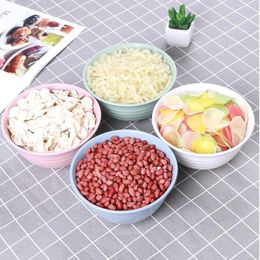 Bowls 4pcs Plastic Microwave Dishwasher Safe Breakfast Cereal Bowl Container For Salad Ramen Soup Tableware Kitchen