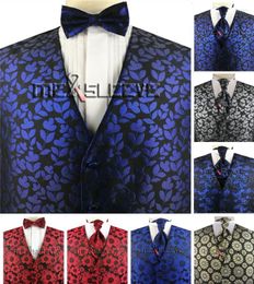 Men's Vests Leaf Pattern Handsome Premium Tailored Waistcoat Set For Suit