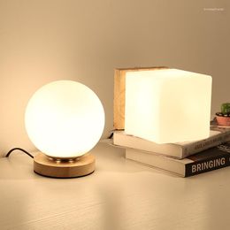 Table Lamps Nordic Wood Glass For Bedroom Desk Lamp Feeding Bedside Home Decor Modern Night Lights Stand Lighting Fixtures