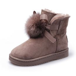 kadife taklit tilki kürk top kar botları dişi kalınlaşmış kadife artış şeritler sevimli kısa bot kadın botları pamuk ayakkabı