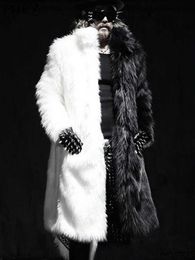 Mens Fur Faux Fur Mens Fur Faux Fur PFHQ 2022 Autumn Winter Mens Imitation Mink Long Coat Elegant Jacket Trendy Luxury Stylish Male Faux Fur Clothes Trench 2 z240607