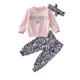 Clothing Sets Citgeett Spring born Baby Girl Long Sleeve Pink Top Leopard Pants Outfits Clothes Set Headband Fall Autumn 221103