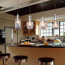 Pendant Lamps Bottle Design American Country Style LED Light Hanging Lamp With 4 Lights For Bar Artistic Glass Blowing