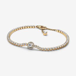 Sparkling Halo Tennis Charm Bracelet Women's jewelry gift DIY fit Pandora style accessories