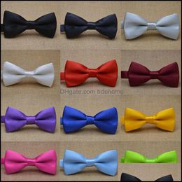 Bow Ties Ties Aessoriesclassic Kid Bowtie Boys Grils Baby Children Bow Tie Fashion 25 Solid Color Mint Red Black White Green Pets Dr Otdtd