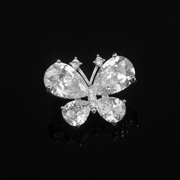 Elegant Crystal Butterfly Brooch Pin Insect Jewellery Silver Plated Brooches for Women Luxury Clothing Accessories Gift