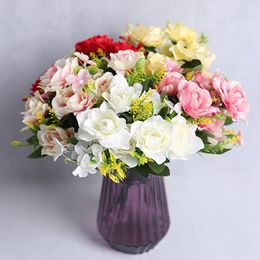 Decorative Flowers 1pc Gardenia Artificial Silk Flower Bouquet Handmade Wedding Party Decoration Rose Floral