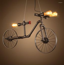 Pendant Lamps Loft Retro Industrial Style Personality Water Pipe Bicycle Chandelier Cafe Restaurant Bar Clothing Shop Decoration