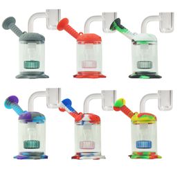 Silicone Bubbler Oil Burner Glass Percolator Water Pipes Hookah Bongs Bubblers Recycle Philtre Mini Portable Smoking Device