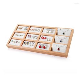 Jewelry Pouches Wood Display Jewellery Tray Ring Stud Earrings Holder Necklaces Organizer Bracelets Showcase Pendants Box