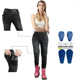 Motorcycle Apparel Pants Pantalon Moto Jeans PK718 Woman Boyfriends Leisure Women's Riding High Waist Gears