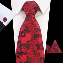 Bow Ties Ricnais Quality Men Tie Set 8cm Silk Wedding Necktie Pocket Square Cufflinks Sets Handkerchief For Paisley Hanky