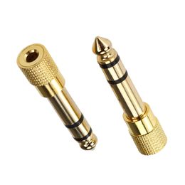 6.35mm Male to 3.5mm Female Connectors Gold Jack Headphone Speaker Audio Adapter Microphone Aux Converter For Mobile Phone PC